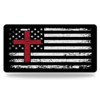 Yehwow American Flag Jesus Cross Metal Car Plate Aluminum License Plate