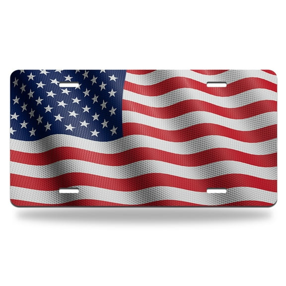Yehwow American Flag Patriotic Metal Car Plate Aluminum License Plate