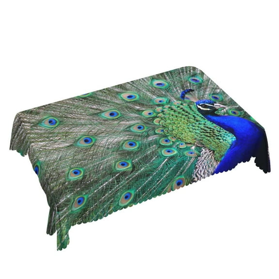 Yehwow Beautiful Bird Peacock Feathers Rectangle Tablecloth 52x70 Inch Table Cover for Kitchen Dining Party Picnic Decor