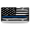 thumbnail image 1 of Yehwow Black Flag with Blue Line Metal Car Plate Decorative Aluminum License Plate Tag Sign, 1 of 5