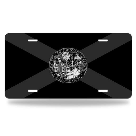 Yehwow Black Florida State Flag Metal Car Plate Aluminum License Plate
