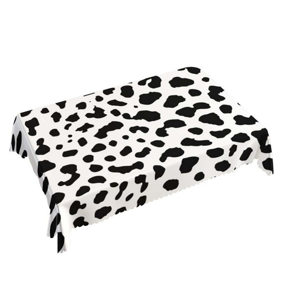 Yehwow Black White Cow Print Rectangle Tablecloth 52x70 Inch Table Cover for Kitchen Dining Party Picnic Decor
