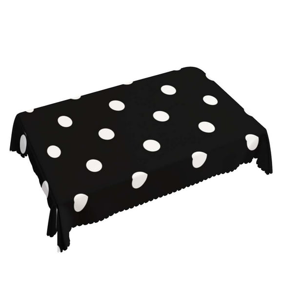 Yehwow Black White Spot Rectangle Tablecloth 52x70 Inch Table Cover for Kitchen Dining Party Picnic Decor