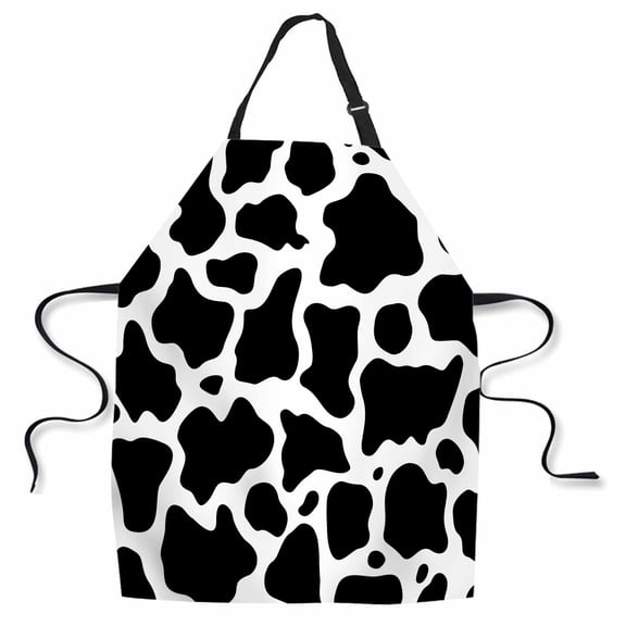 Yehwow Black and White Cow Pattern Bib Apron For Kitchen BBQ Gardening With Adjustable Neck Strap 27x31 Inch