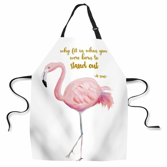 Yehwow Born to Stand Out Flamingo Bib Apron For Kitchen BBQ Gardening With Adjustable Neck Strap 27x31 Inch