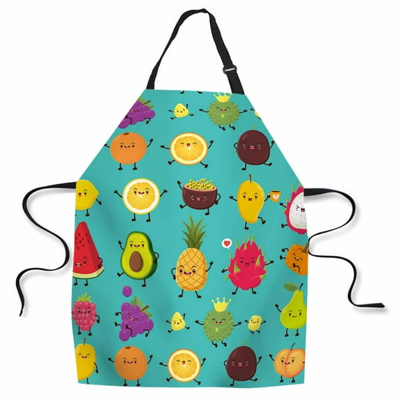 Yehwow Cartoon Fruit Animation Durian Pineapple Bib Apron For Kitchen BBQ Gardening With Adjustable Neck Strap 27x31 Inch