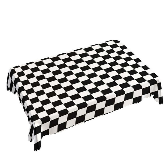 Yehwow Checkered Black White Rectangle Tablecloth 52x70 Inch Table Cover for Kitchen Dining Party Picnic Decor