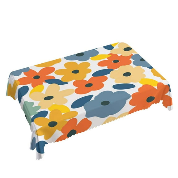 Yehwow Colorful Daisy Rectangle Tablecloth 52x70 Inch Table Cover for Kitchen Dining Party Picnic Decor