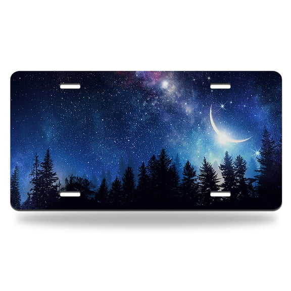 Yehwow Colorful Mountain Stars Galaxy Metal Car Plate Aluminum License Plate