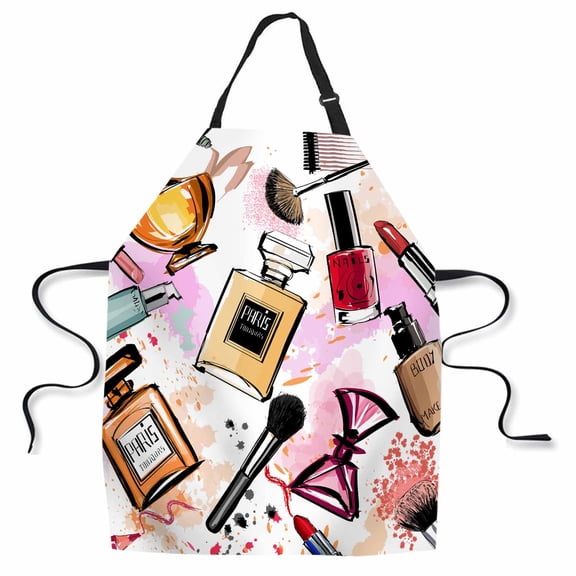 Yehwow Cosmetics Perfume Lipstick Series Bib Apron For Kitchen BBQ Gardening With Adjustable Neck Strap 27x31 Inch