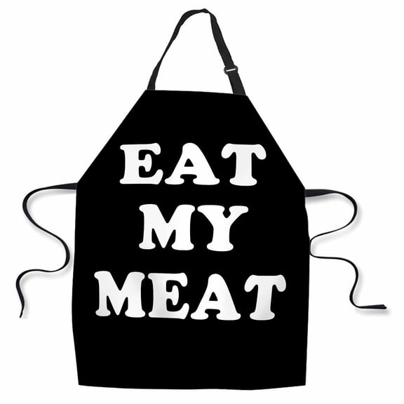 Yehwow Eat My Meat Bib Apron For Kitchen BBQ Gardening With Adjustable Neck Strap 27x31 Inch