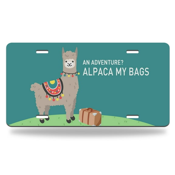 Yehwow Funny Llama Metal Car Plate Decorative Aluminum License Plate Tag Sign