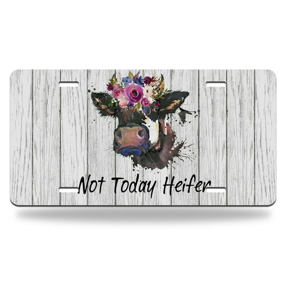 Yehwow Funny Quote Not Today Heifer Metal Car Plate Aluminum License Plate