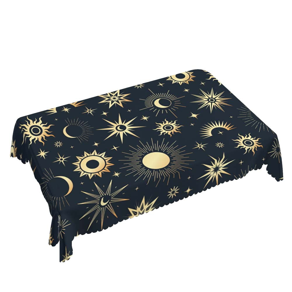 Yehwow Gold Galaxy Sun Moon Rectangle Tablecloth 52x70 Inch Table Cover ...