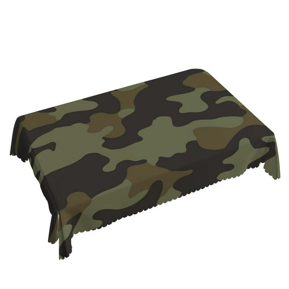 Yehwow Green Camouflage Rectangle Tablecloth 52x70 Inch Table Cover for Kitchen Dining Party Picnic Decor