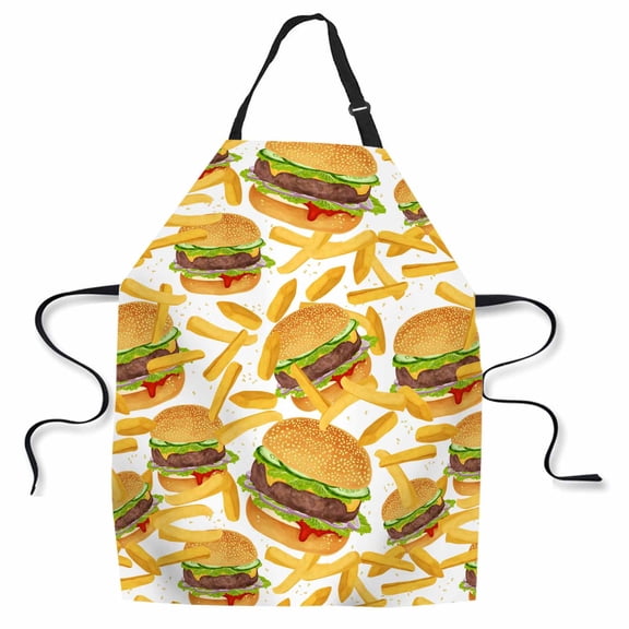 Yehwow Hamburger and French Fries Bib Apron For Kitchen BBQ Gardening With Adjustable Neck Strap 27x31 Inch