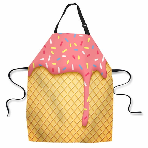 Yehwow Ice Cream Waffle Cherry Bib Apron For Kitchen BBQ Gardening With Adjustable Neck Strap 27x31 Inch