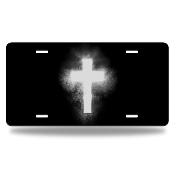 Yehwow Jesus Cross Design Metal Car Plate Aluminum License Plate
