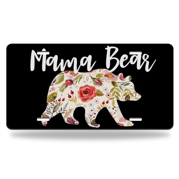 Yehwow Mama Bear Metal Car Plate Aluminum License Plate