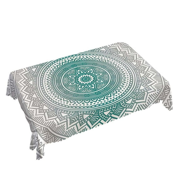 Yehwow Mandala Ombre Boho Art Rectangle Tablecloth 52x70 Inch Table Cover for Kitchen Dining Party Picnic Decor