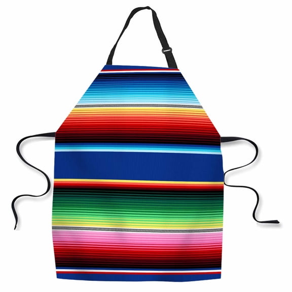 Yehwow Mexican Colorful Stripes Bib Apron For Kitchen BBQ Gardening With Adjustable Neck Strap 27x31 Inch