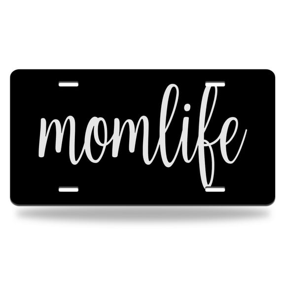 Yehwow Mom Life Metal Car Plate Decorative Aluminum License Plate Tag Sign