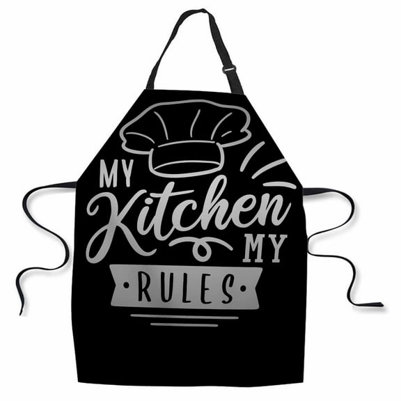 Yehwow My Kitchen my Rules Bib Apron For Kitchen BBQ Gardening With Adjustable Neck Strap 27x31 Inch
