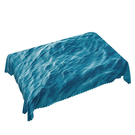 Yehwow Ocean Waves Rectangle Tablecloth 52x70 Inch Table Cover for Kitchen Dining Party Picnic Decor