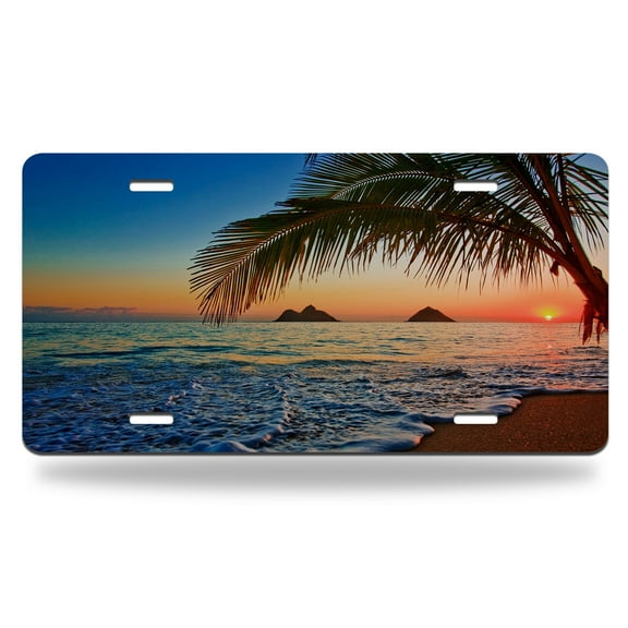 Yehwow Pacific Sunrise At Lanikai Beach Metal Car Plate Decorative Aluminum License Plate Tag Sign