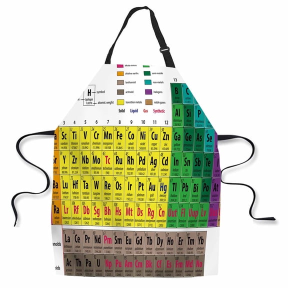 Yehwow Periodic Table Of Elements Bib Apron For Kitchen BBQ Gardening With Adjustable Neck Strap 27x31 Inch