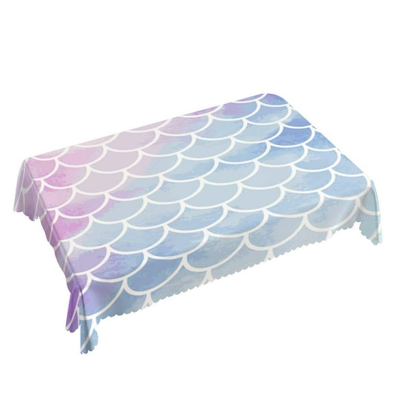 Yehwow Pink Blue Mermaid Scales Rectangle Tablecloth 52x70 Inch Table Cover for Kitchen Dining Party Picnic Decor
