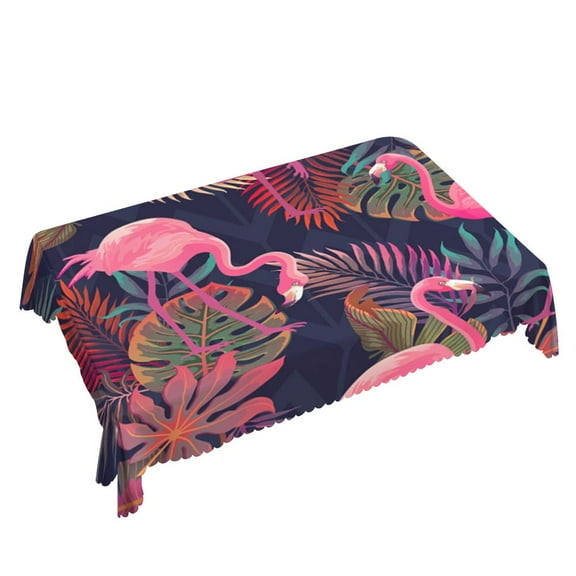 Yehwow Pink Flamingo Palm Tree Rectangle Tablecloth 52x70 Inch Table Cover for Kitchen Dining Party Picnic Decor