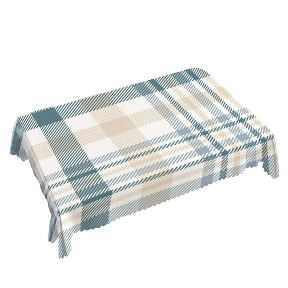 Yehwow Plaid Checker Teal Green Rectangle Tablecloth 52x70 Inch Table Cover for Kitchen Dining Party Picnic Decor
