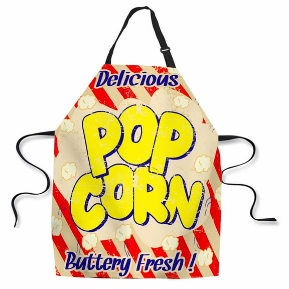 Yehwow Popcorn Vintage Grunge Bib Apron For Kitchen BBQ Gardening With Adjustable Neck Strap 27x31 Inch