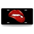 thumbnail image 1 of Yehwow Red Lip Lip-biting Metal Car Plate Decorative Aluminum License Plate Tag Sign, 1 of 5