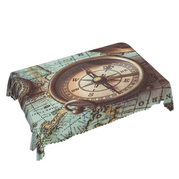 Yehwow Retro Compass Skeleton Rectangle Tablecloth 52x70 Inch Table Cover for Kitchen Dining Party Picnic Decor