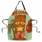 Yehwow Seaside Palm Trees Flowers Bib Apron For Kitchen BBQ Gardening With Adjustable Neck Strap 27x31 Inch