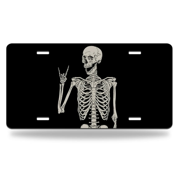Yehwow Skull Human Skeleton Metal Car Plate Aluminum License Plate