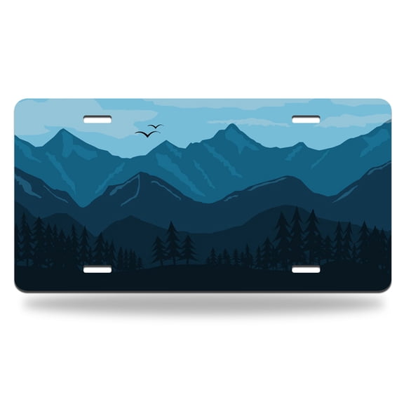 Yehwow Smoky mountain Landscape Morning In The Forest Metal Car Plate Decorative Aluminum License Plate Tag Sign