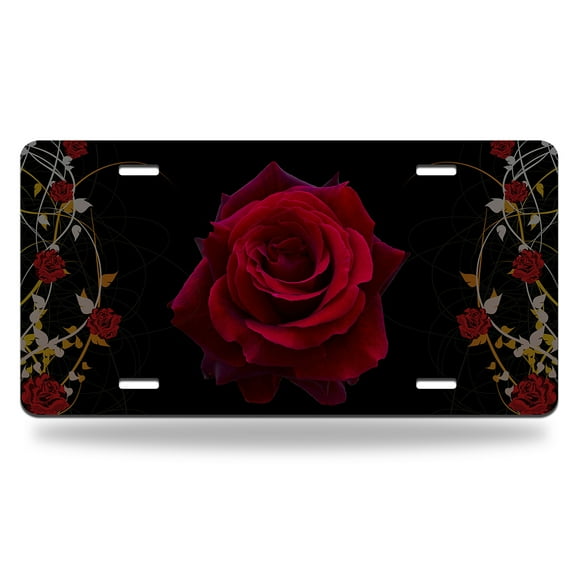 Yehwow Spiritual Rose Metal Car Plate Aluminum License Plate