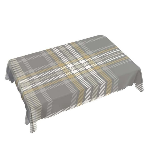Yehwow Tartan Plaid Grey Brown Rectangle Tablecloth 52x70 Inch Table Cover for Kitchen Dining Party Picnic Decor