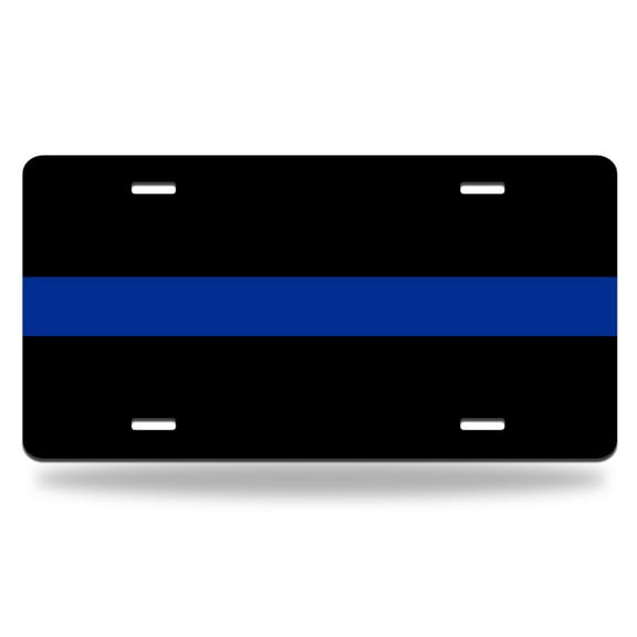 Yehwow Thin Blue Line Metal Car Plate Aluminum License Plate