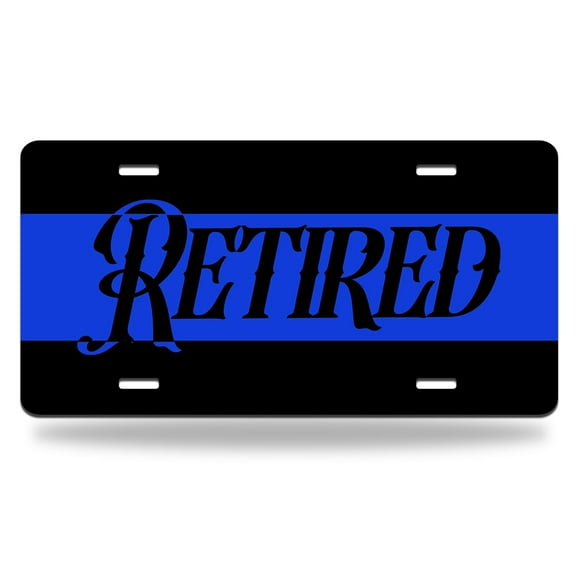 Yehwow Thin Blue Line Retired Metal Car Plate Aluminum License Plate