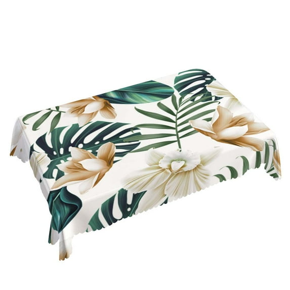 Yehwow Tropical Flower Plant Rectangle Tablecloth 52x70 Inch Table Cover for Kitchen Dining Party Picnic Decor