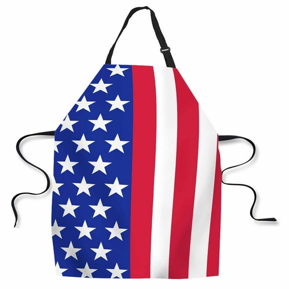 Yehwow USA Flag Vertical Bib Apron For Kitchen BBQ Gardening With Adjustable Neck Strap 27x31 Inch