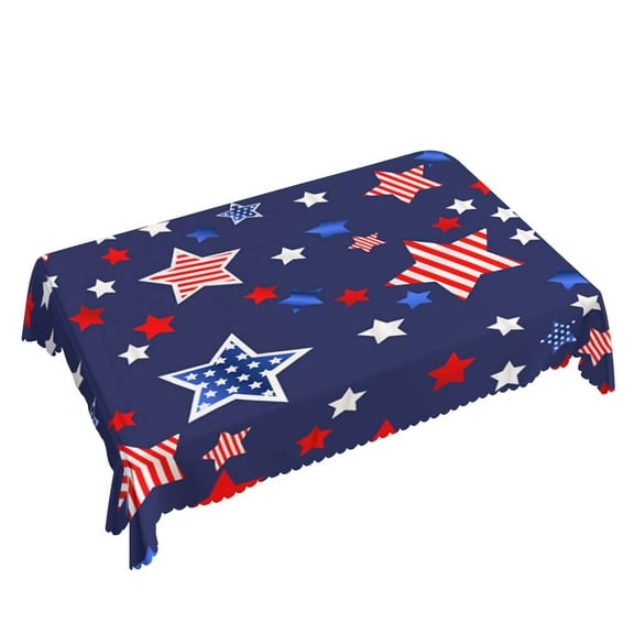 Yehwow USA Stars Stripes Rectangle Tablecloth 52x70 Inch Table Cover for Kitchen Dining Party Picnic Decor
