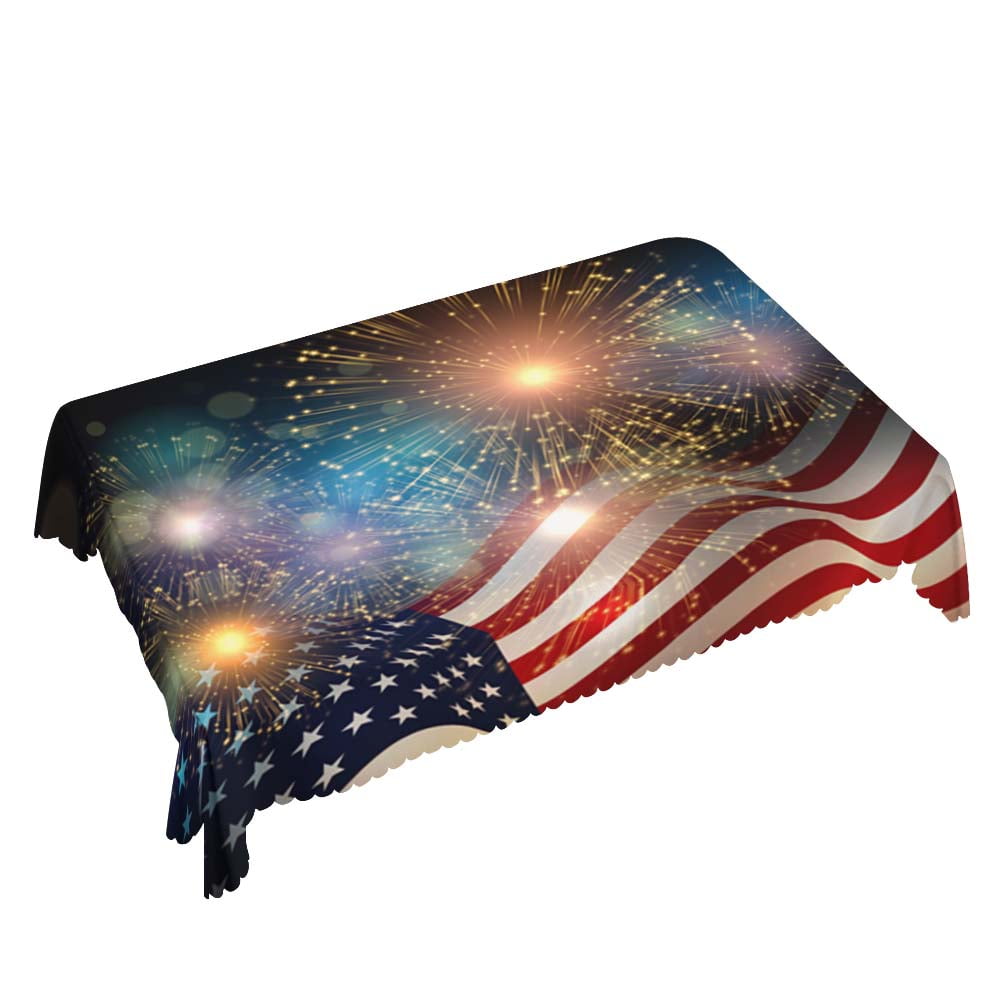 Yehwow United States Flag Firework Rectangle Tablecloth 52x70 Inch ...