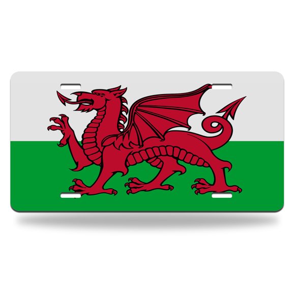 Yehwow Wales Welsh Flag Dragon National Flag Metal Car Plate Decorative Aluminum License Plate Tag Sign