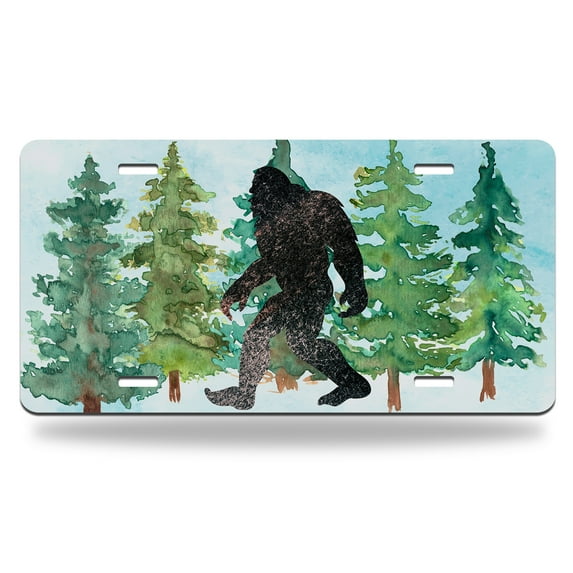 Yehwow Watercolor Big Foot Sasquatch Metal Car Plate Decorative Aluminum License Plate Tag Sign