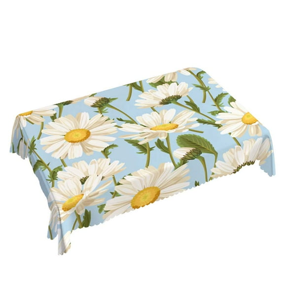 Yehwow Watercolor Floral Daisy Rectangle Tablecloth 52x70 Inch Table Cover for Kitchen Dining Party Picnic Decor